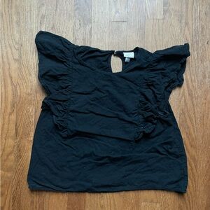 Black Ruffled Sleeve Top